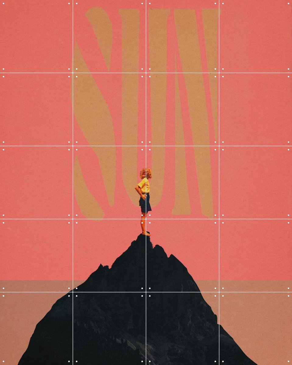 IXXI Pink Summer Sun, Frank Moth - 80 x 100 cm - Gratis ophangtool - Grote wanddecoratie en posters - Typografie, Kleurrijk, Collage, Pop art