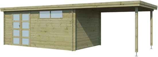 Woodlands Blokhut Oregon Met Overkapping Geïmpregneerd - 805 x 295 cm