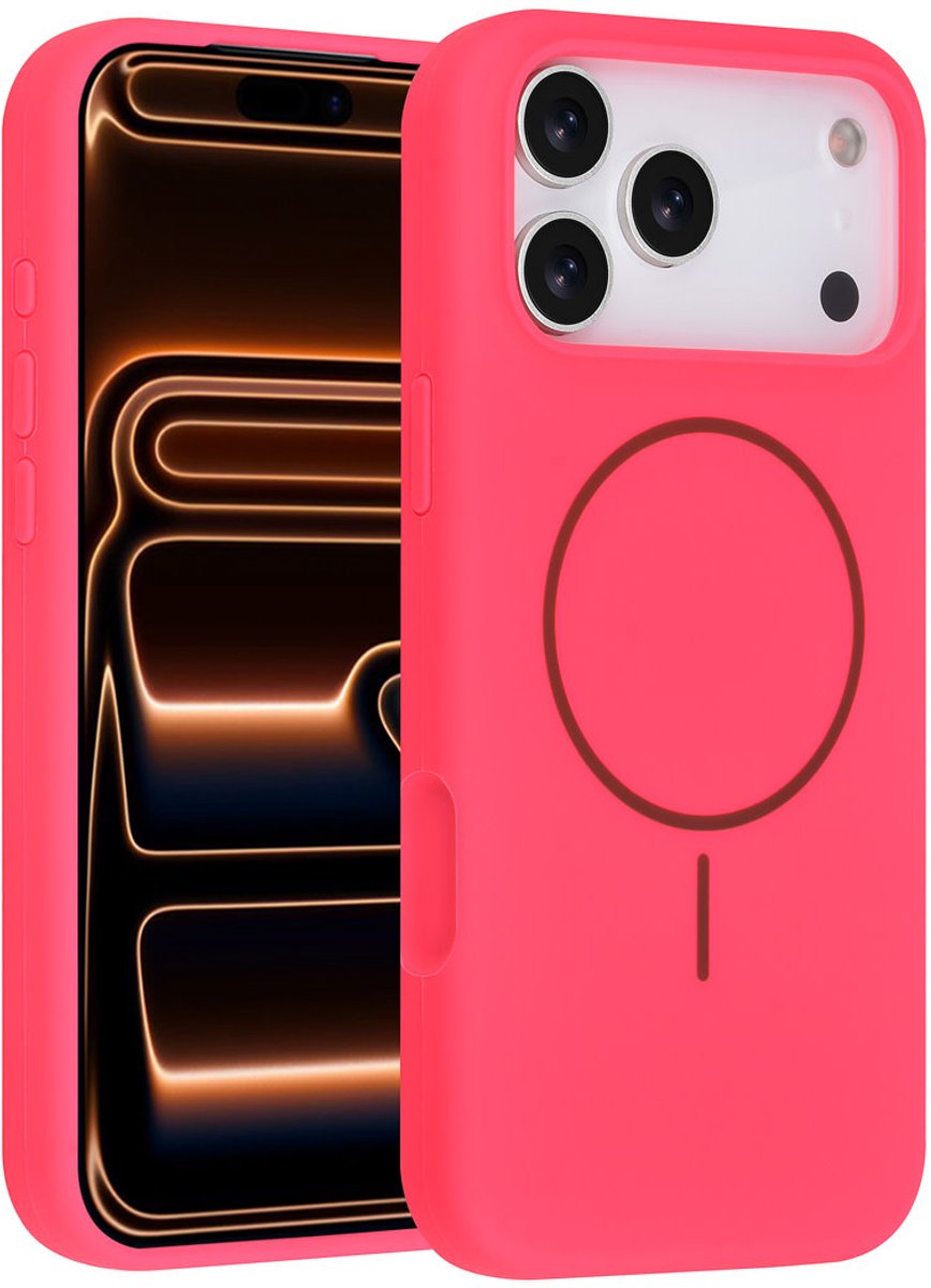 TUNIQ telefoonhoesje voor Apple iPhone 17 Pro Max - MagSafe siliconen backcover - Felroze