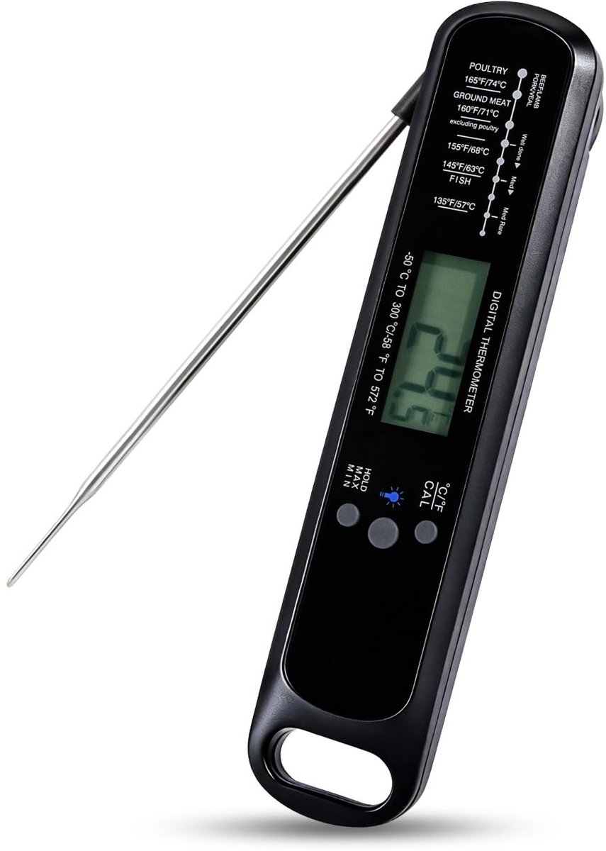 IP67 Waterdichte Draadloze Digitale Vleesthermometer met Hoge Precisie LED – Direct Afleesbaar, Ideaal voor Airfryer, Oven, BBQ en Keuken