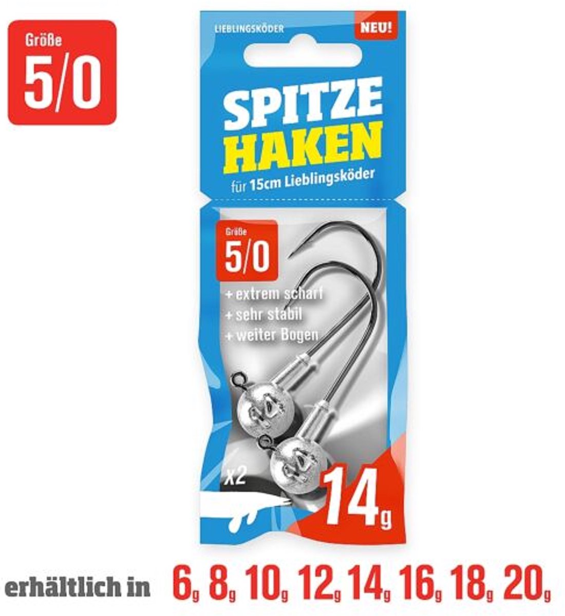 Lieblingskoder Spitze Haken Jigheads 12g / #5/0