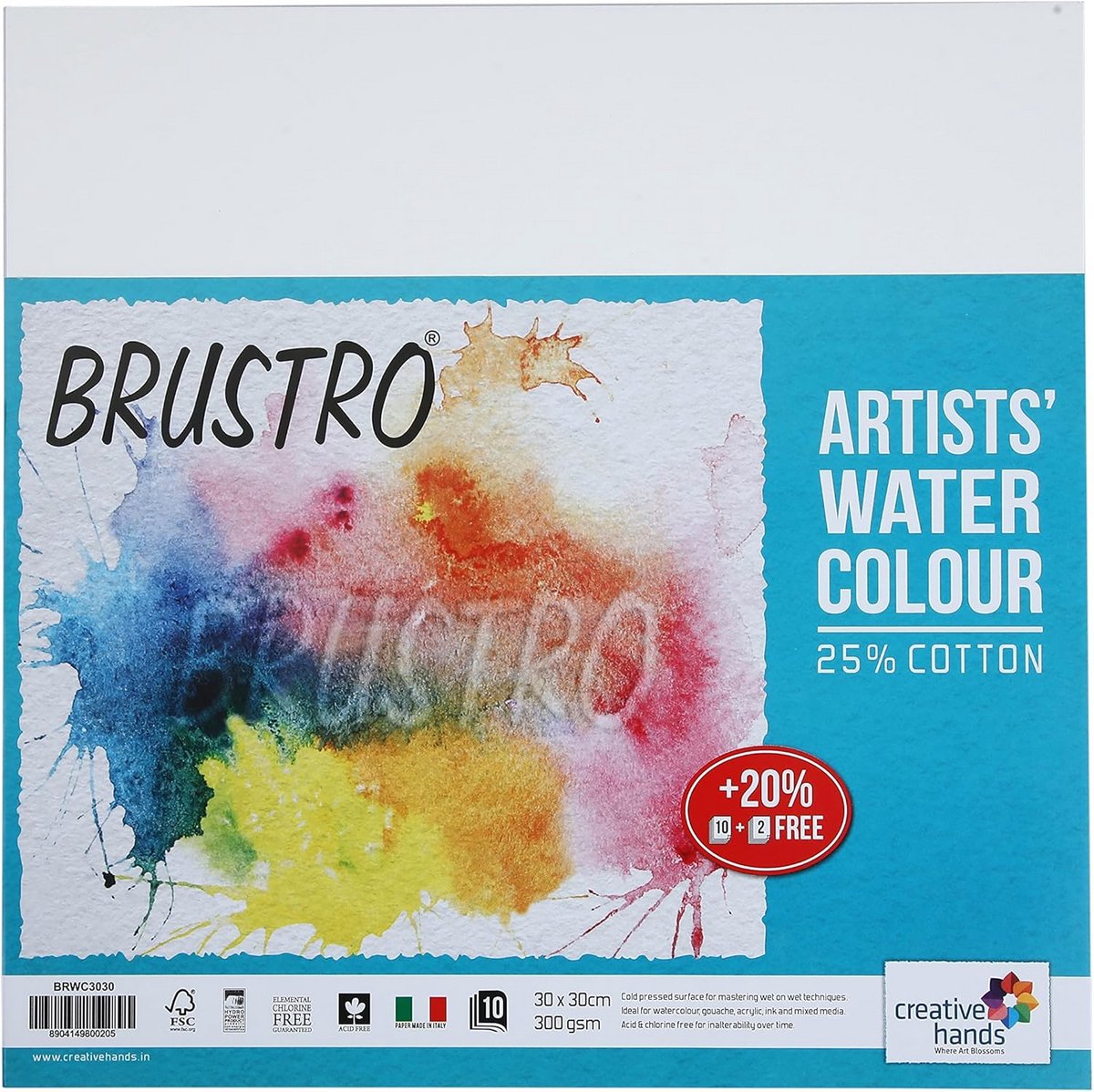 Aquarelblok Blok 30x30 cm Koudgeperst Papier 10 Vellen 25% Katoen