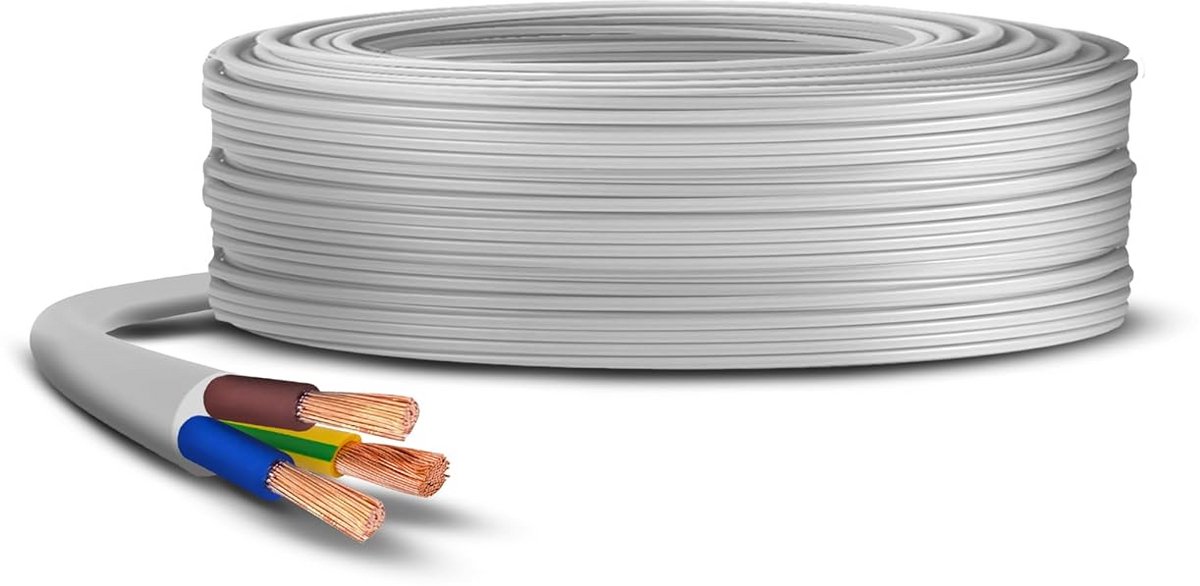 Ronde Witte Flexibele Kabel 3-aderig 0.75mm² - Voor Binnen en Buiten Gebruik