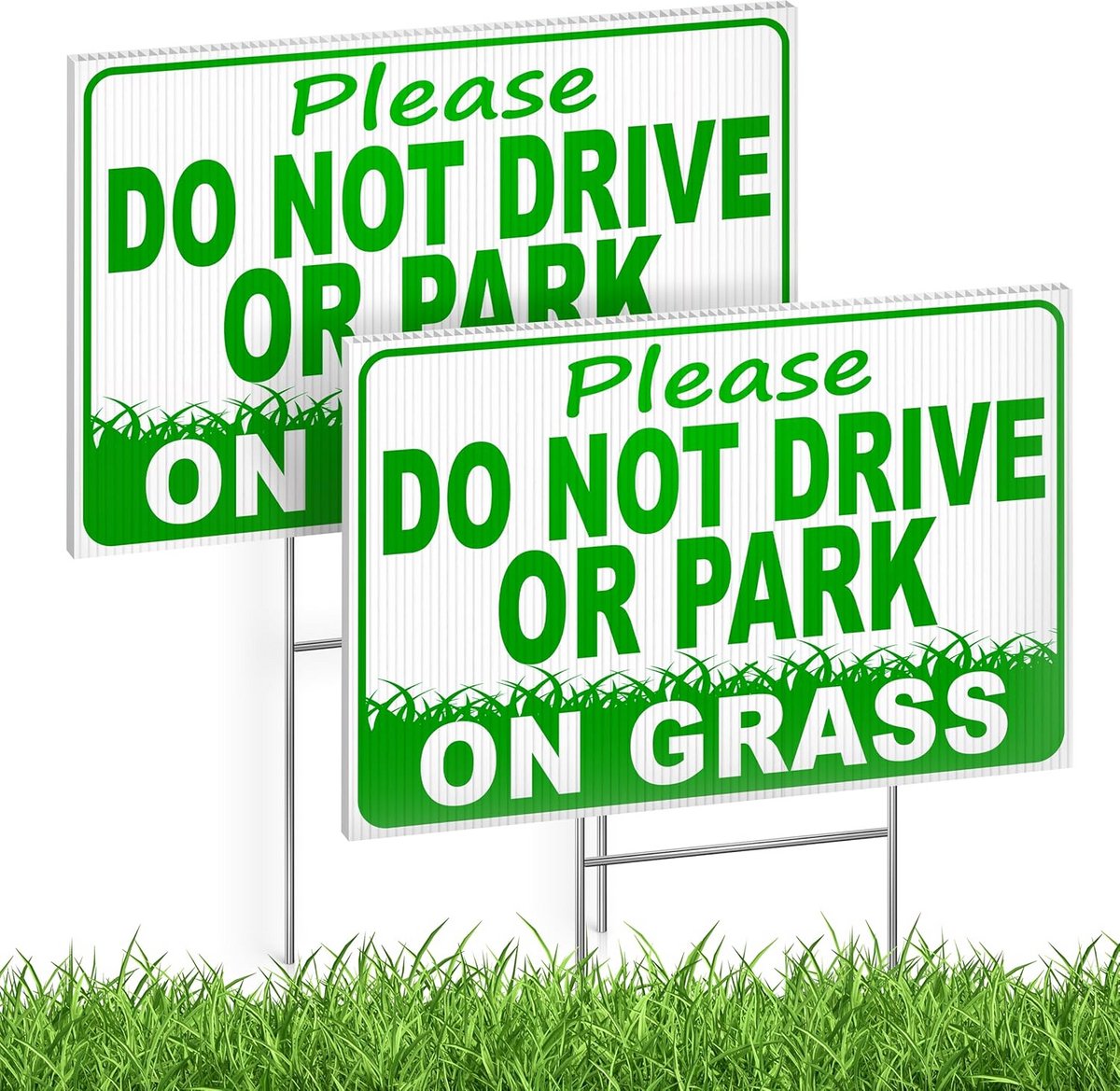 Bord: Niet Op Gras Rijden of Parkeren - Dubbelzijdig - Inclusief Grondpin