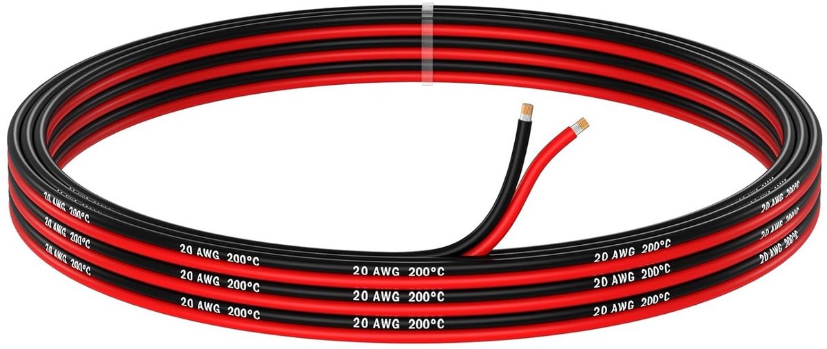 20 AWG Elektrische Draad Parallel 5m - Vertind Koperkabel - 2-Aderig voor LED Strips en Audio