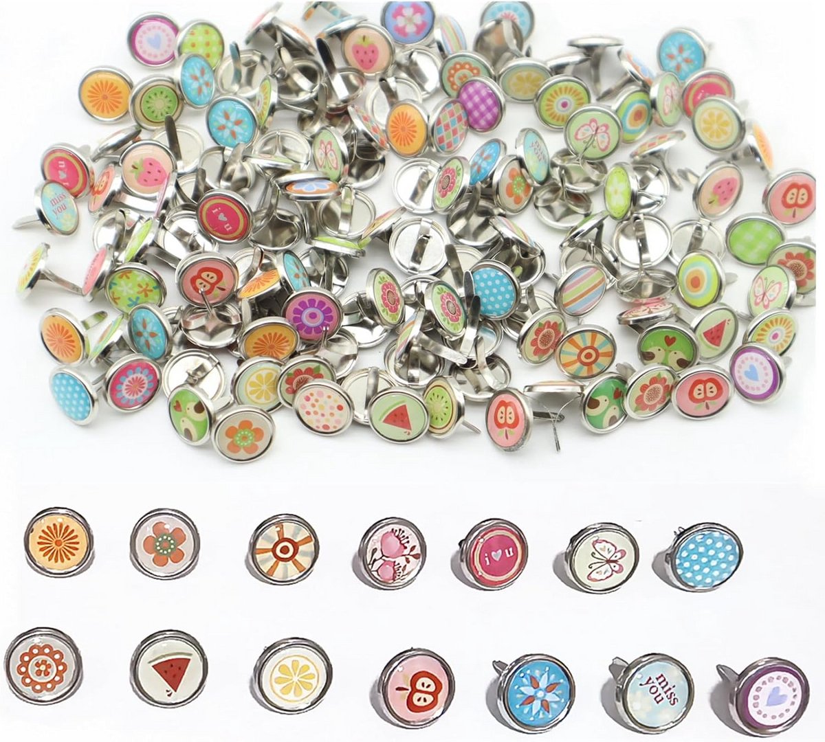 200 stuks Multikleurige Ronde Brads voor Knutselen en Papierbevestiging