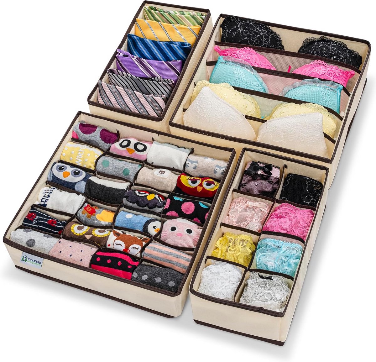 Lade Organizer Set - Kleding Opbergers - Kast Ordenen - Inklapbaar Ontwerp - 32x32x10 cm