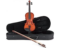 Kinder Viool Set - Strijkinstrument Beginners - Muziek Leren Spelen - Handafgewerkte Houten Klankkast - 1/8 Maat - Oranje Bruin
