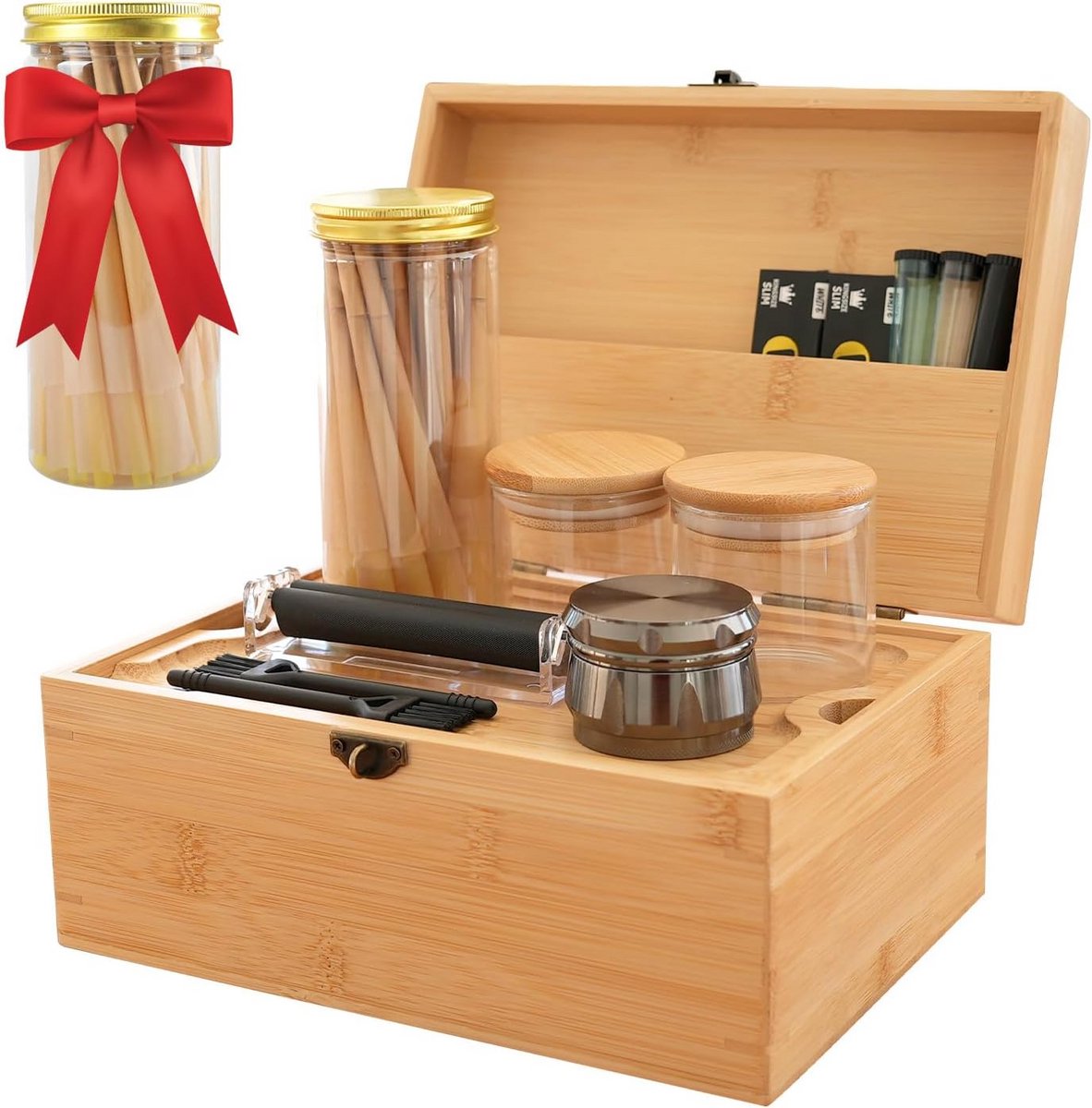 Grote Bamboe Opbergdoos - Decoratieve Box Set - Opbergen & Organiseren - Met Afneembare Lade