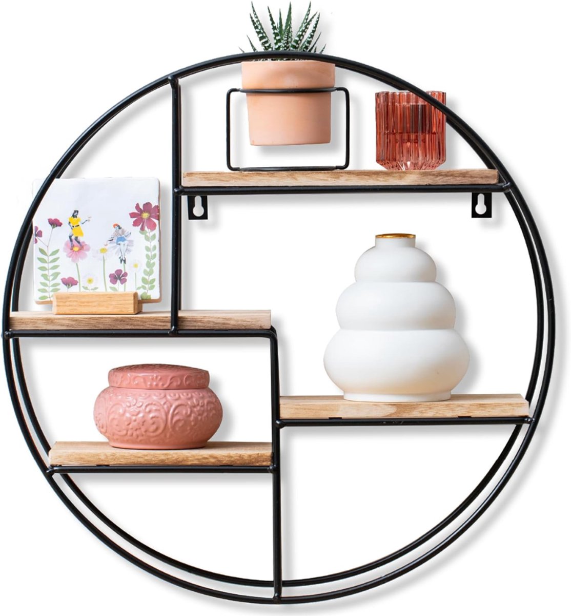 VH Supplies®Wandrek Rond - Cirkelvormig wandrek - Wandplank - 42 x 10 cm - Industrieel