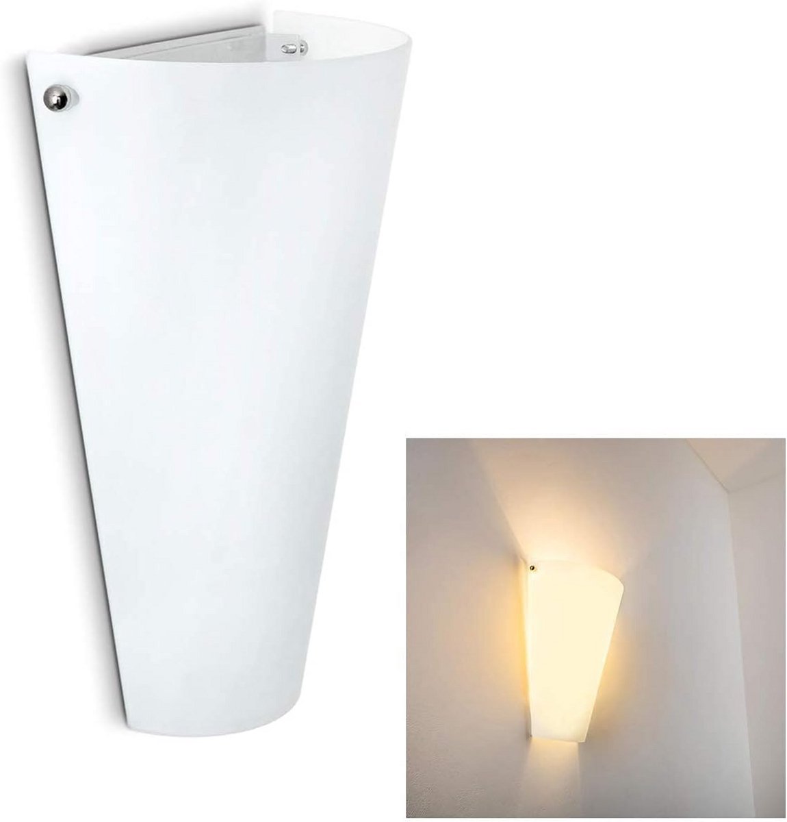 Wandlamp Metaal Glas - Moderne Binnenlamp - Sfeervol Lichteffect - Up Down Lichtstralen - 11x21x29 cm - Wit
