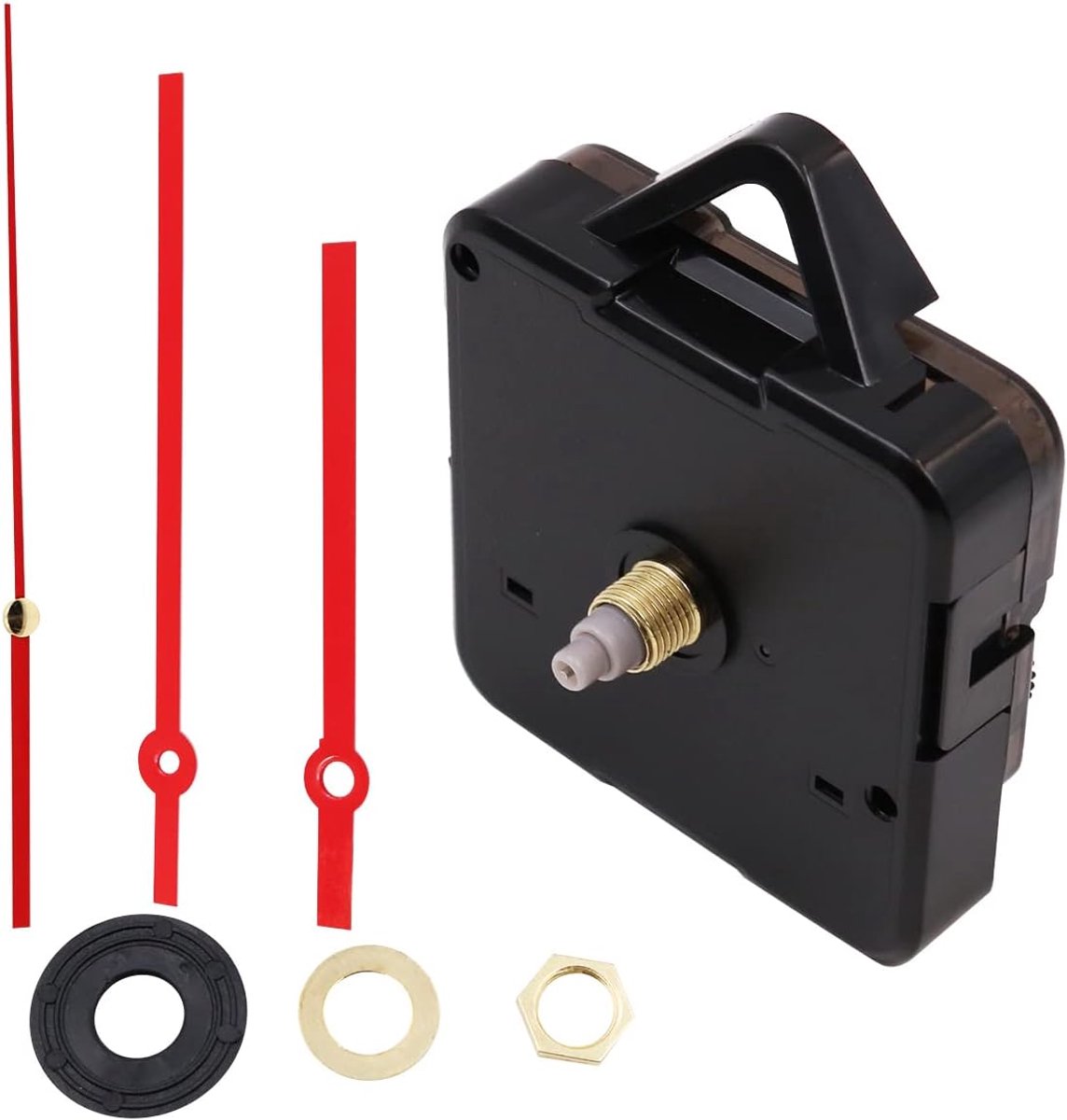 Klok uurwerk set - Reparatie onderdelen - Klok maken - Stil kwarts mechanisme - Lange as - Rode wijzer