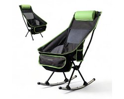 Opvouwbare schommelstoel camping 2-in-1 met ademende mesh rugleuning, zak, kussen, hoes InnovaGoods