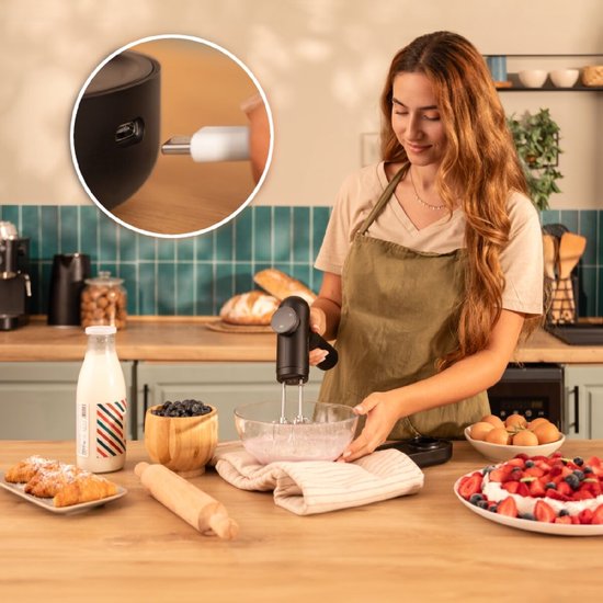 Cecotec Tragbarer Stabmixer PowerTwist Battery, 50 W, Mixen und Kneten, wiederaufladbar über USB, 40 Minuten Laufzeit, 5 Geschwindigkeitsstufen und Turbo-Funktion, LED-Display van Cecotec — afbeelding 5