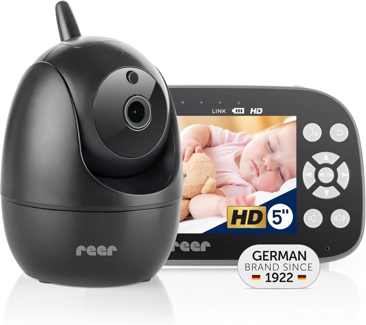 Digitale Babyfoon - Video Monitor - Baby Bewaken - 5 Inch HD Scherm - 300m Bereik - Wit