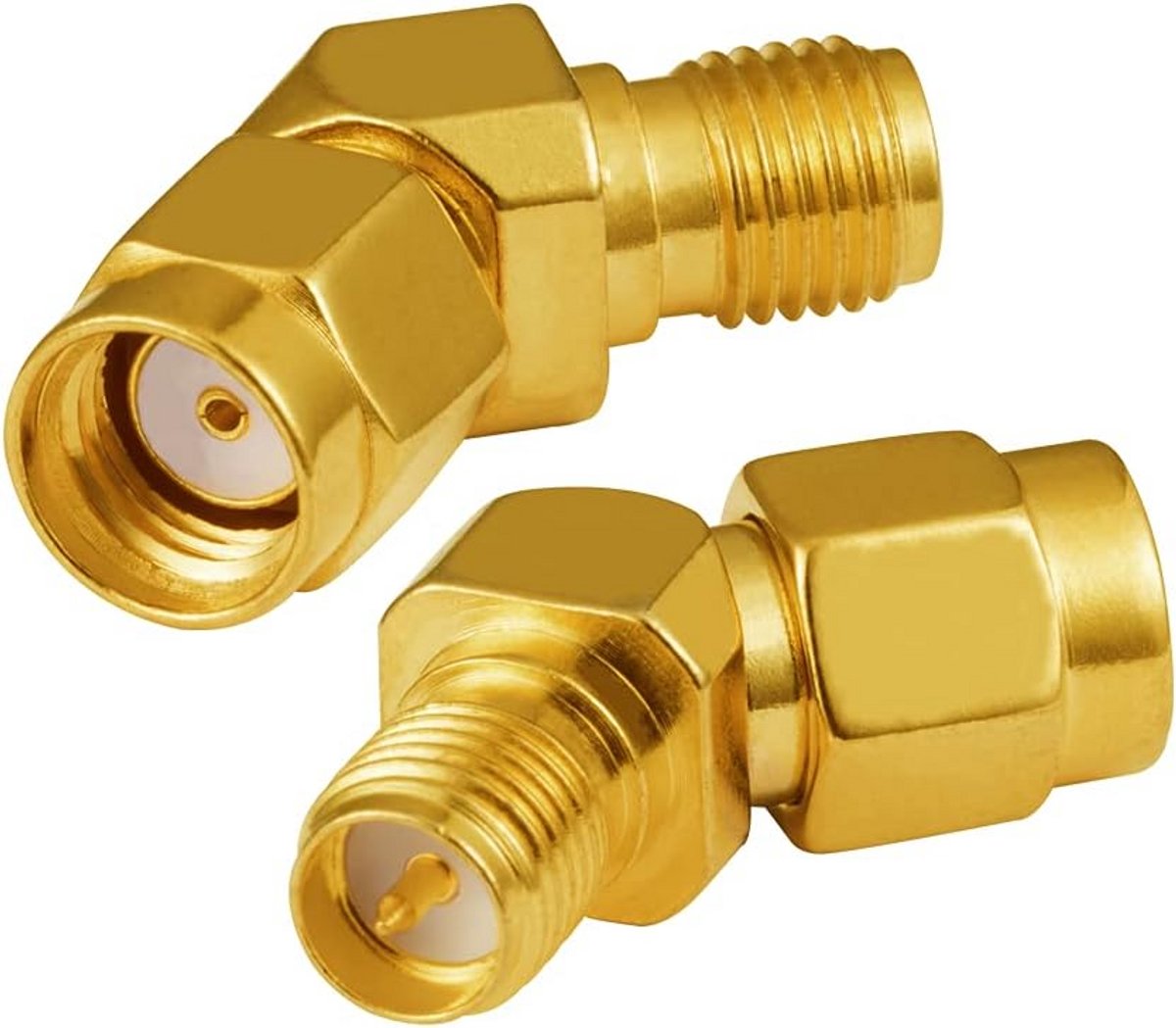 Hoek Adapter - RF Connector - Wifi Verbinding - 135 Graden Hoek - 2 Stuks - Goud