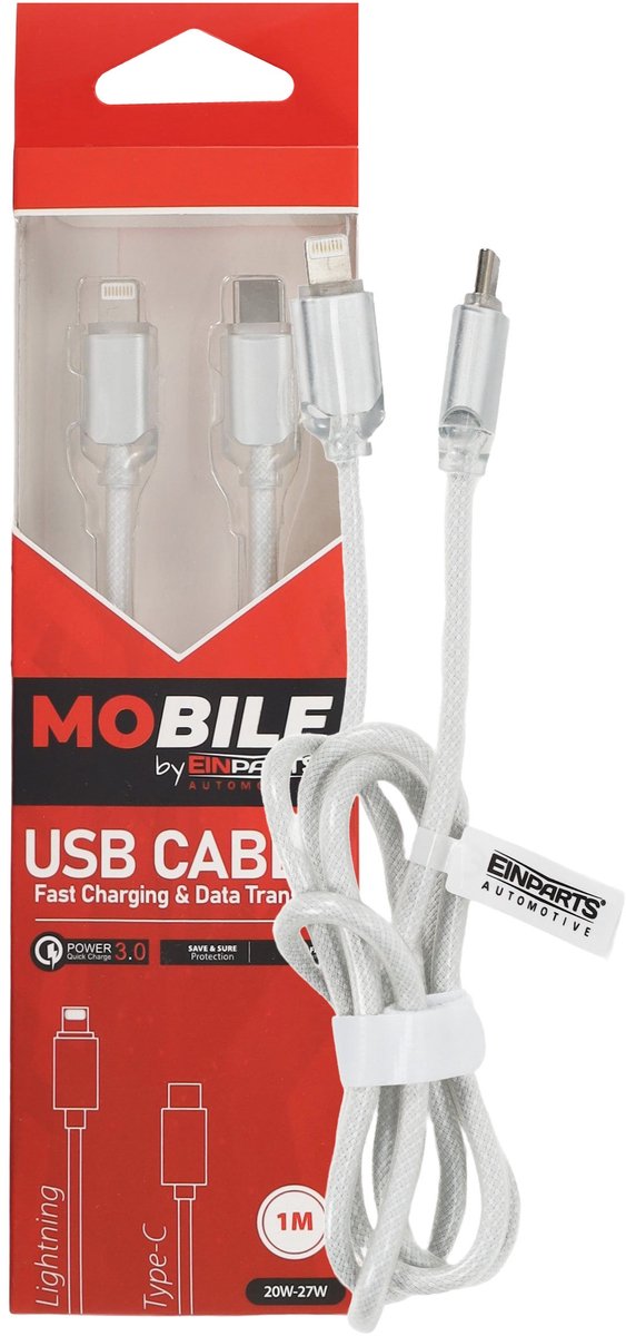 Einparts Usb-C Naar Lightning Kabel 1M 27W Snel Opladen En Gegevensoverdracht