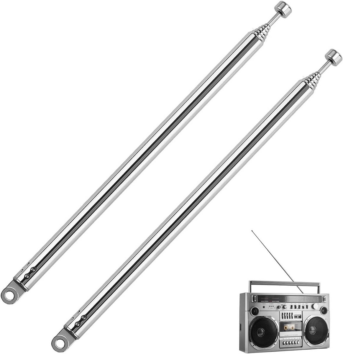 2 Stuks Telescopische Antenne 7 Secties voor Verbeterde DAB/FM Radio Ontvangst