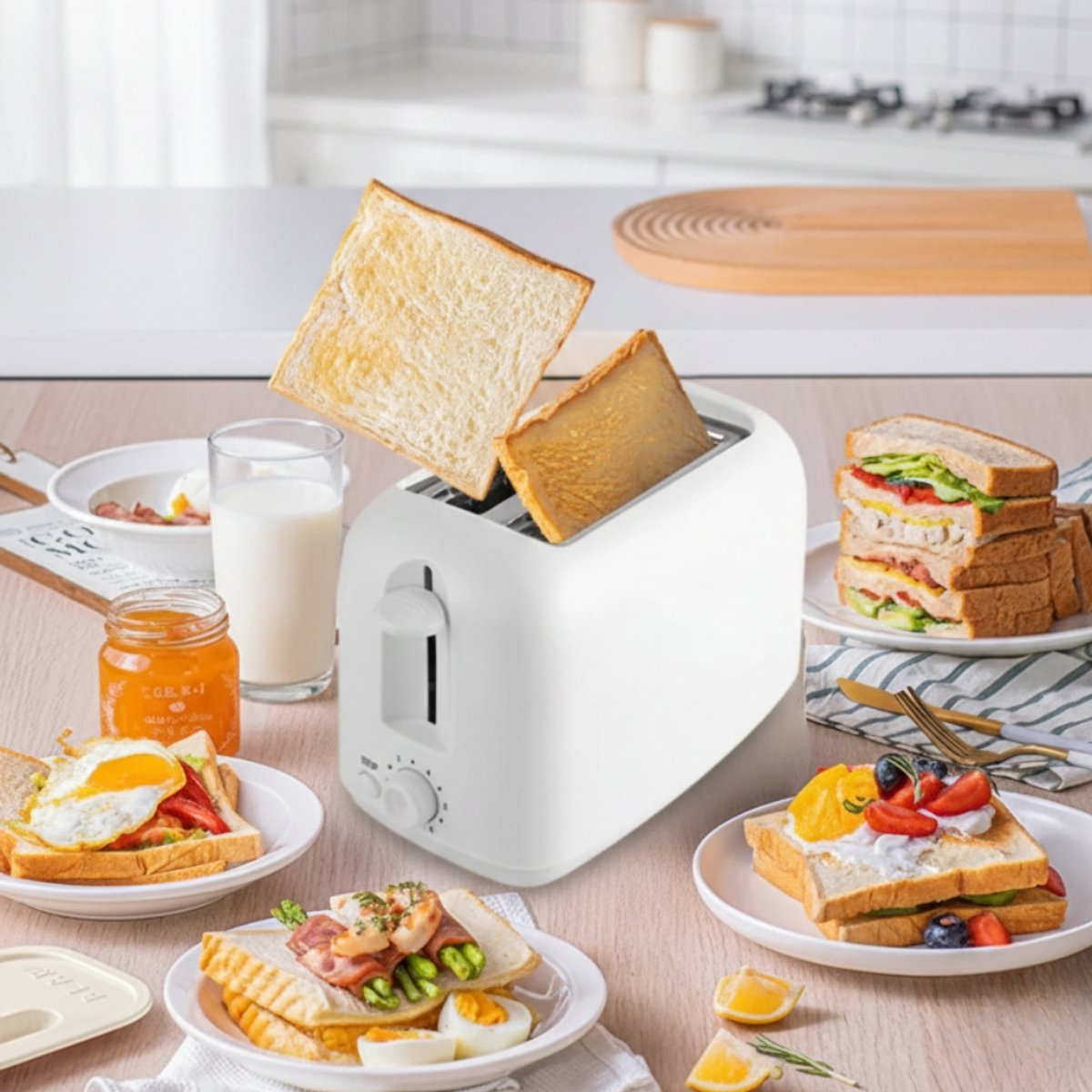 Automatische broodrooster voor thuis – 2-sleufs toaster met 6 standen
