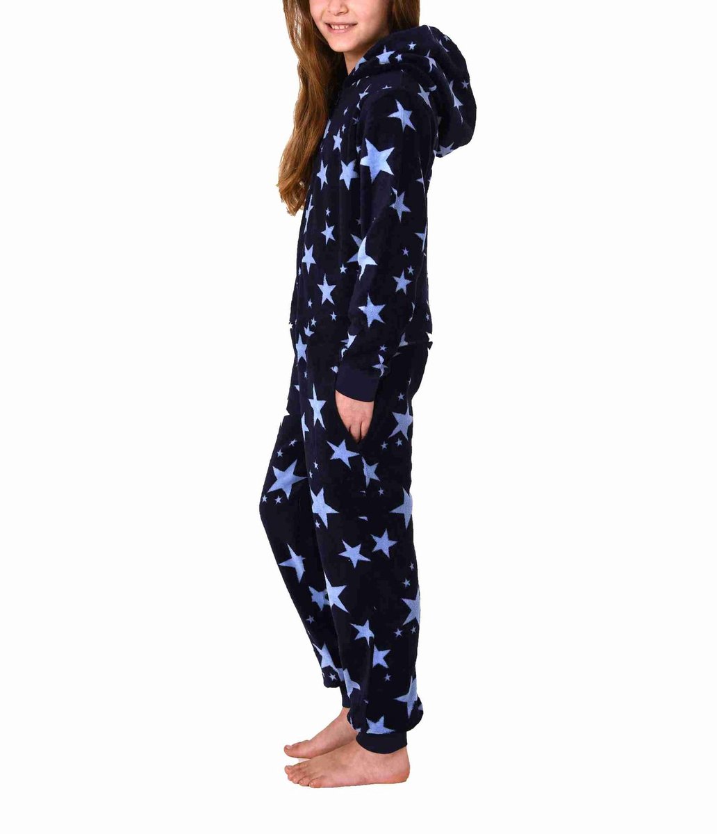 Normann Dames jumpsuit overall met capuchon in sterlook gemaakt van koraalvlies - 202 267 961 marine