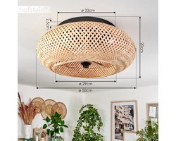 Stijlvolle Plafondventilator met Verlichting - 50 cm - Zwart/Bamboe - Inclusief Afstandsbediening