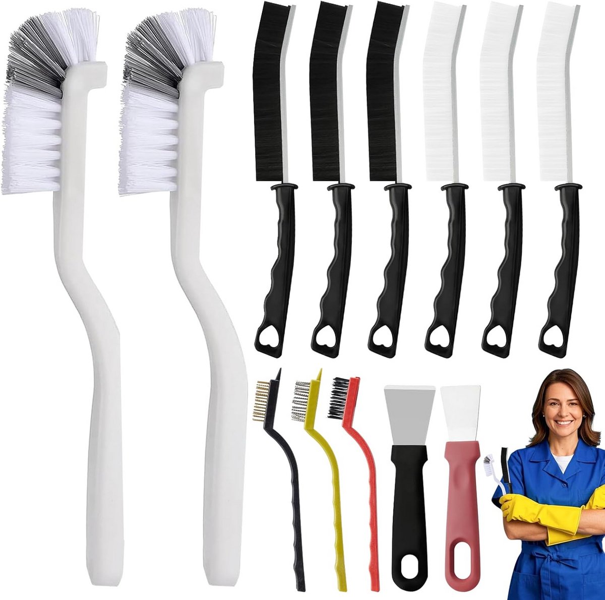 Complete 13-delige Spleetreinigingsborstel Set voor Keuken en Badkamer