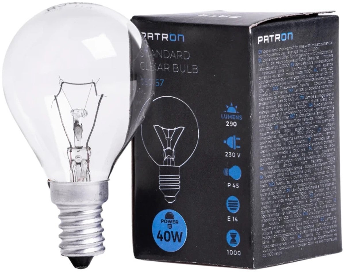 Patron E14 Kogel Gloeilamp | 40W 2700K 290Lm | Dimbaar