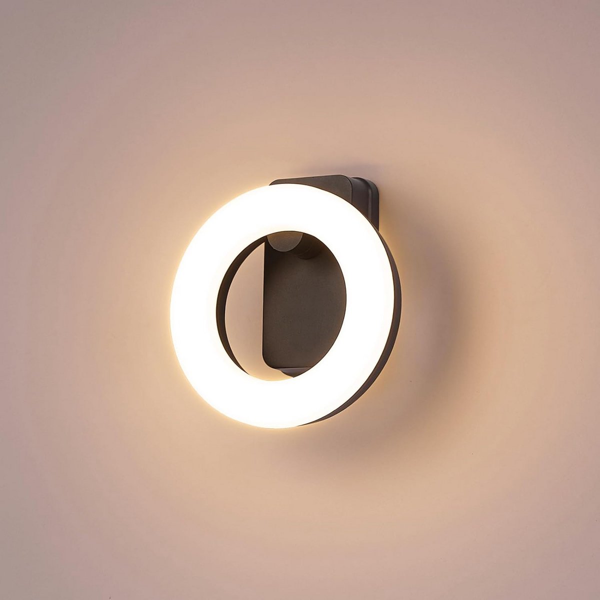 Moderne Ronde LED Wandlamp Zwart - 18W Warm Wit Licht (3000K) voor Woonkamer en Slaapkamer