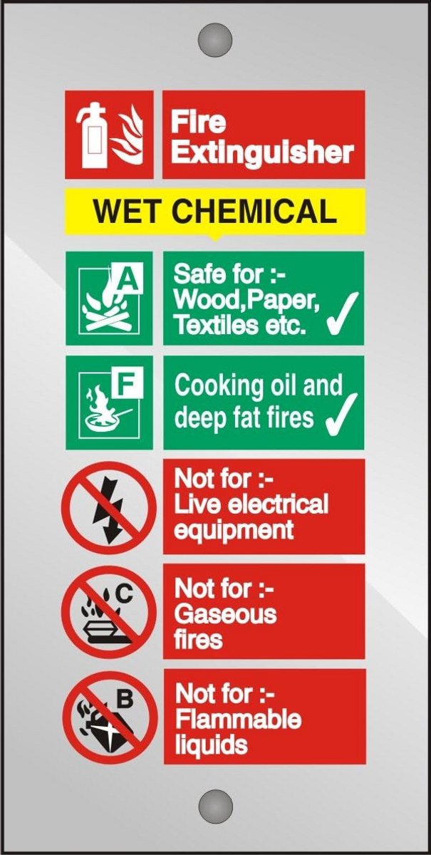 Brandblusser Teken Natte Chemische - 100x200mm Acryl Veiligheidsbord met Bevestigingsmateriaal