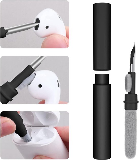 3-in-1 Reinigingsset Voor IPhone, Oordopjes & Telefoons – Met Reinigingspasta, Microvezeldoek & Opvouwbare Pen – Wit/Groen