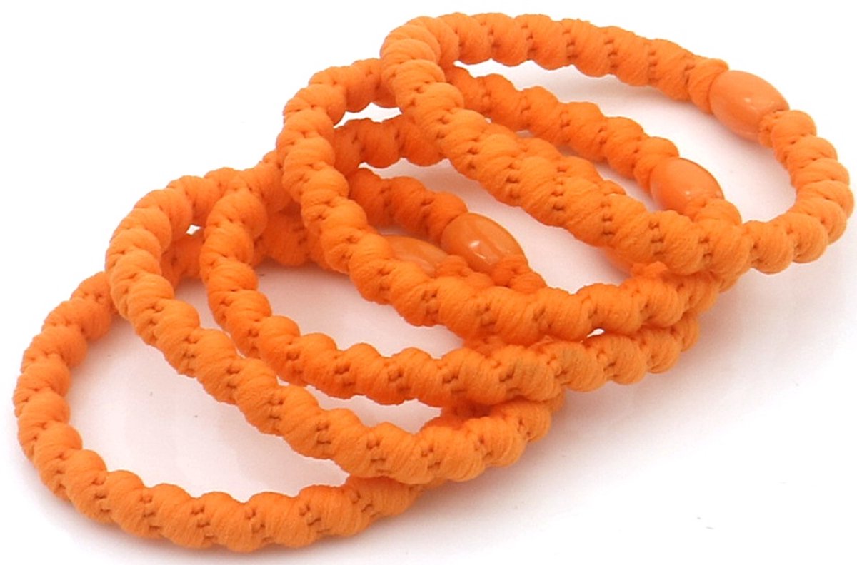 Haarelastiekjes - gedraaid - oranje - 5 stuks