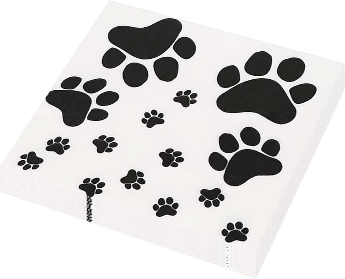 Servetten met hondenpootprint - Set van 20 - Safari en jungle themafeest decoratie