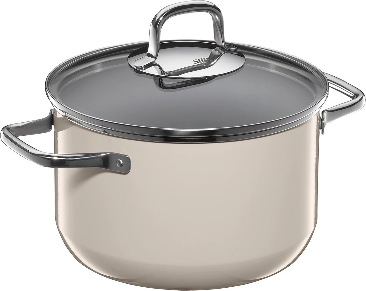 Grote Kookpan met Glazen Deksel 20 cm Inductie 3,7L Macadamia