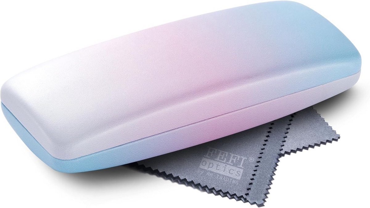 Hardcase brillenkoker met poetsdoek - Beschermhoes voor bril in pastelkleuren