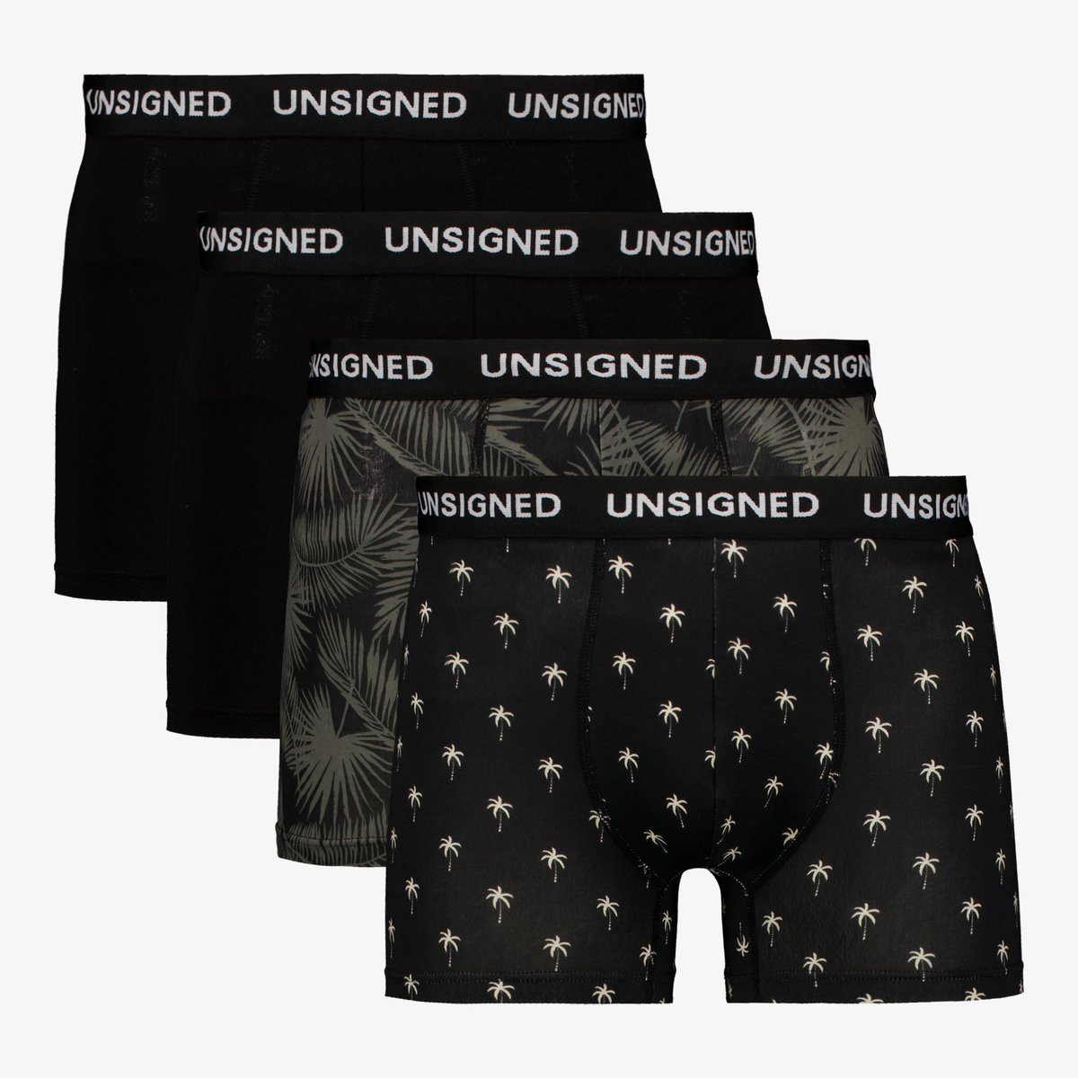 Unsigned heren boxershorts 4 pack zwart met print - Maat XXL