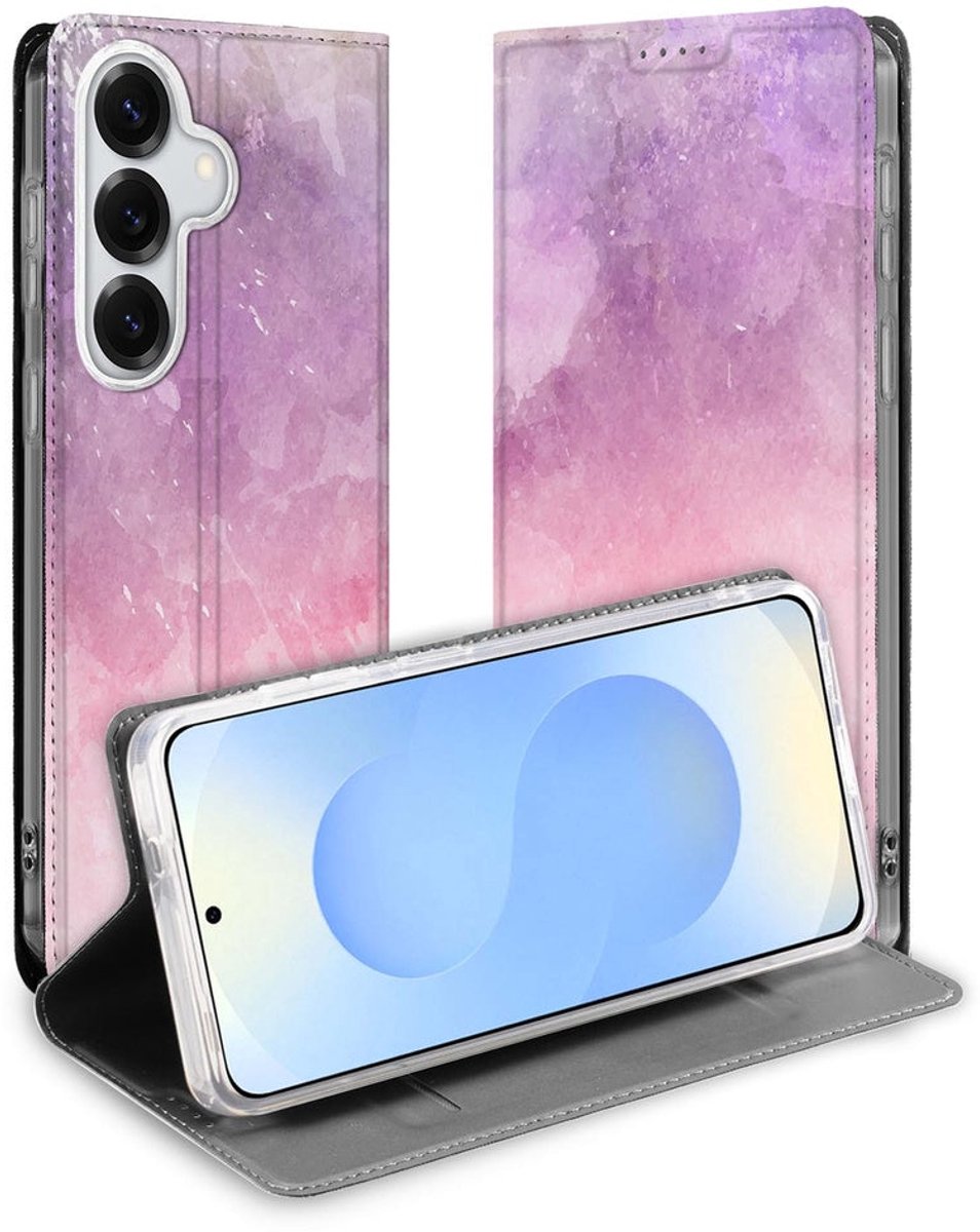 Bookcase Hoesje Samsung Galaxy S26 Pink Purple Paint
