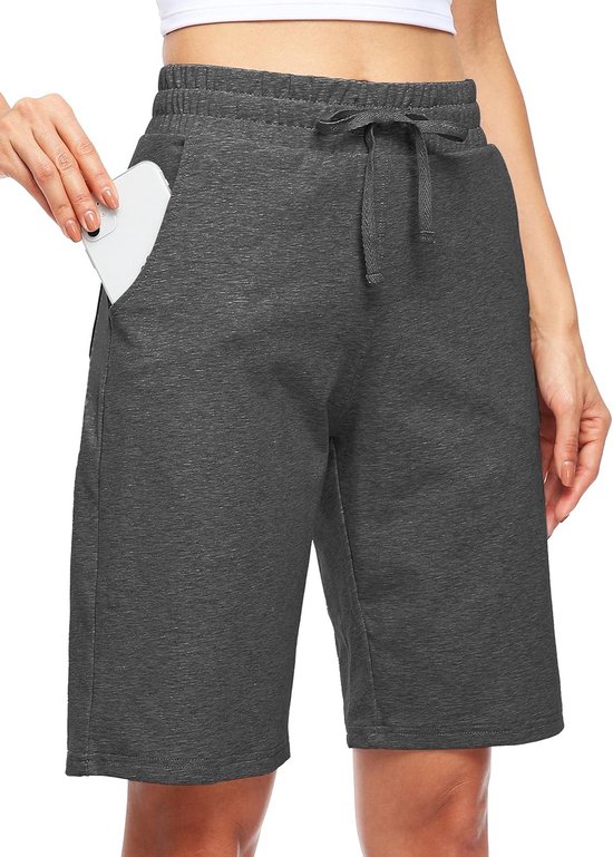 Lange Bermuda Shorts voor Dames - Katoen, 10 Inch Binnenbeenlengte - Comfortabele Sport- en Yogashort met Zakken — afbeelding 5