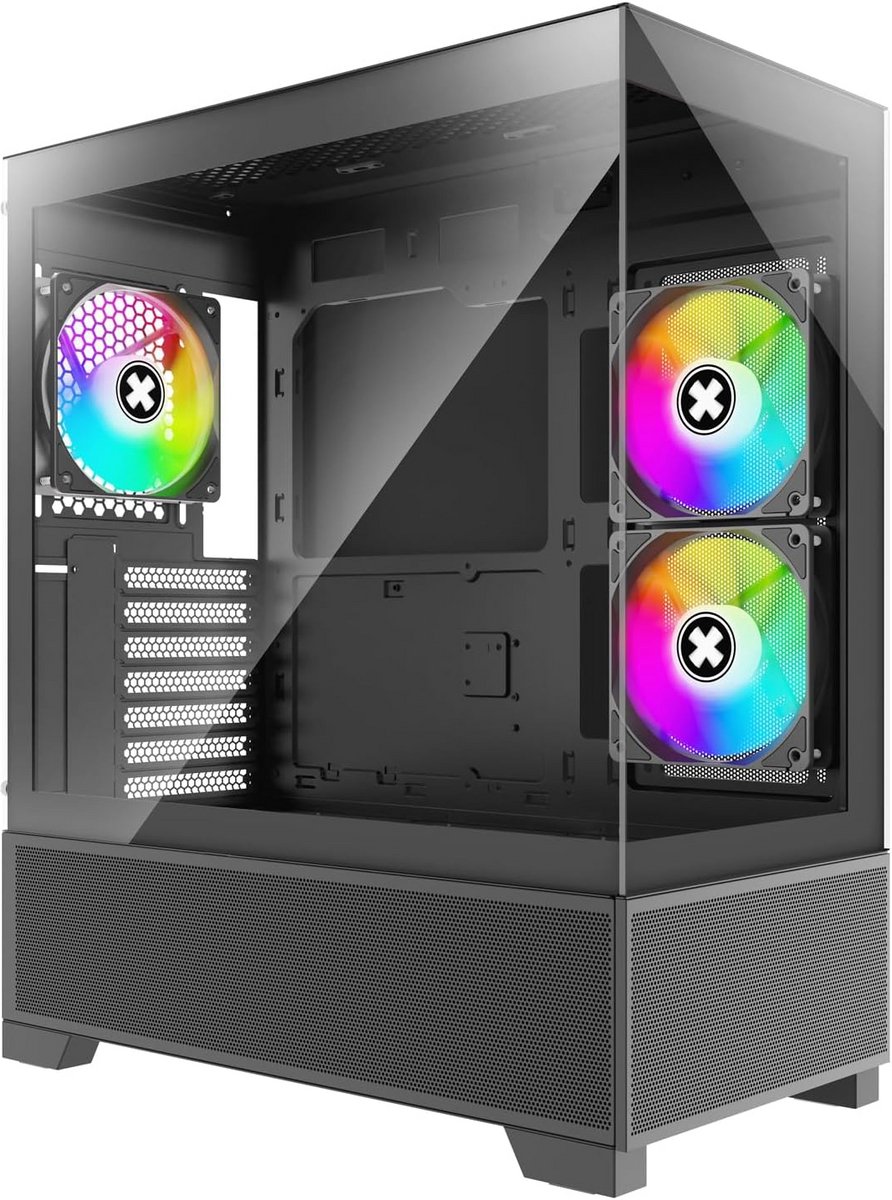 Gaming PC Behuizing Midi Tower met ARGB Ventilators en Panoramisch Glazen Paneel