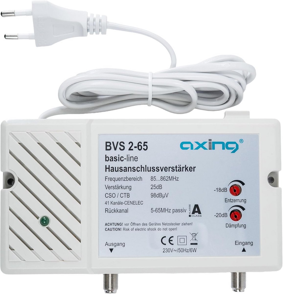Huisaansluitversterker 25 dB voor Kabel- en Terrestrische TV & Radio