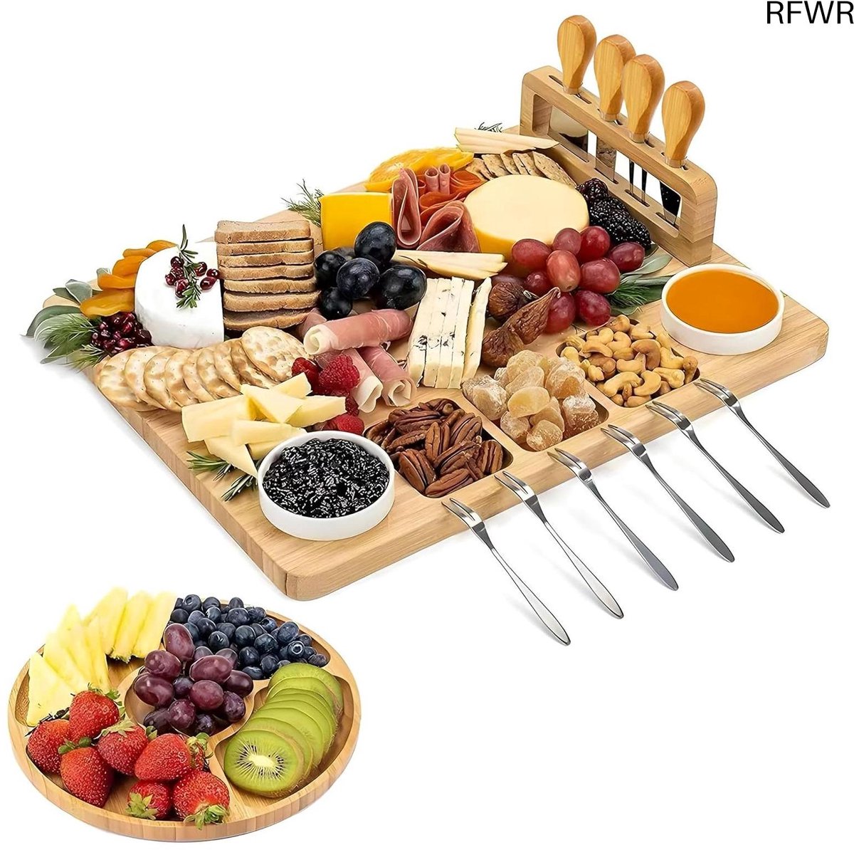 Tapasplank met Schaaltjes - Serveerplank met Bakjes - Tapasplank - Serveertray