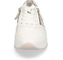 Vooraanzicht van een witte Gabor sneaker met veters en gouden ritsen.