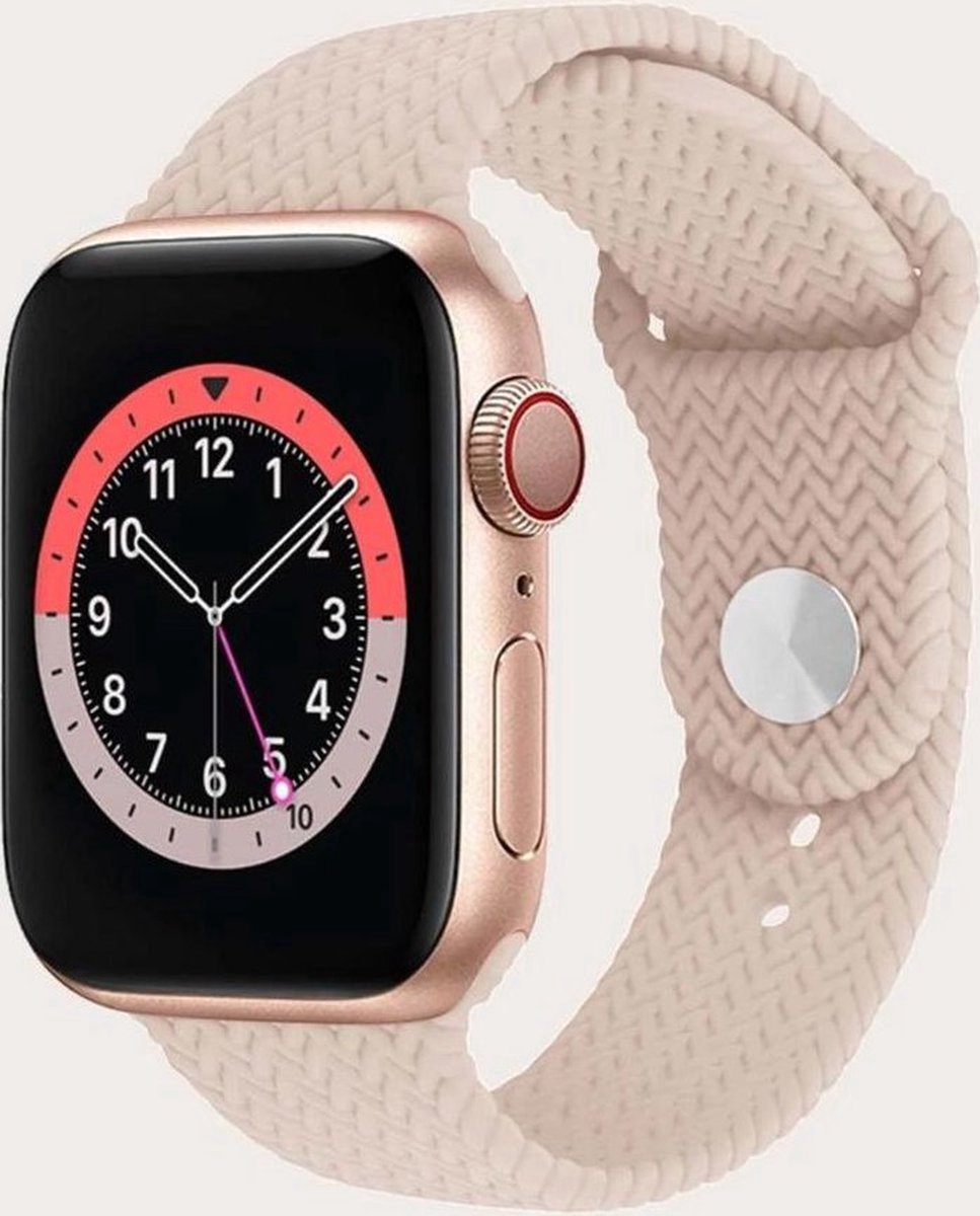 Jumada's - Roze - Geschikt voor Apple watch bandje - Siliconen - Geweven - 42/44/45 mm - Series 1/2/3/4/5/6/7/SE
