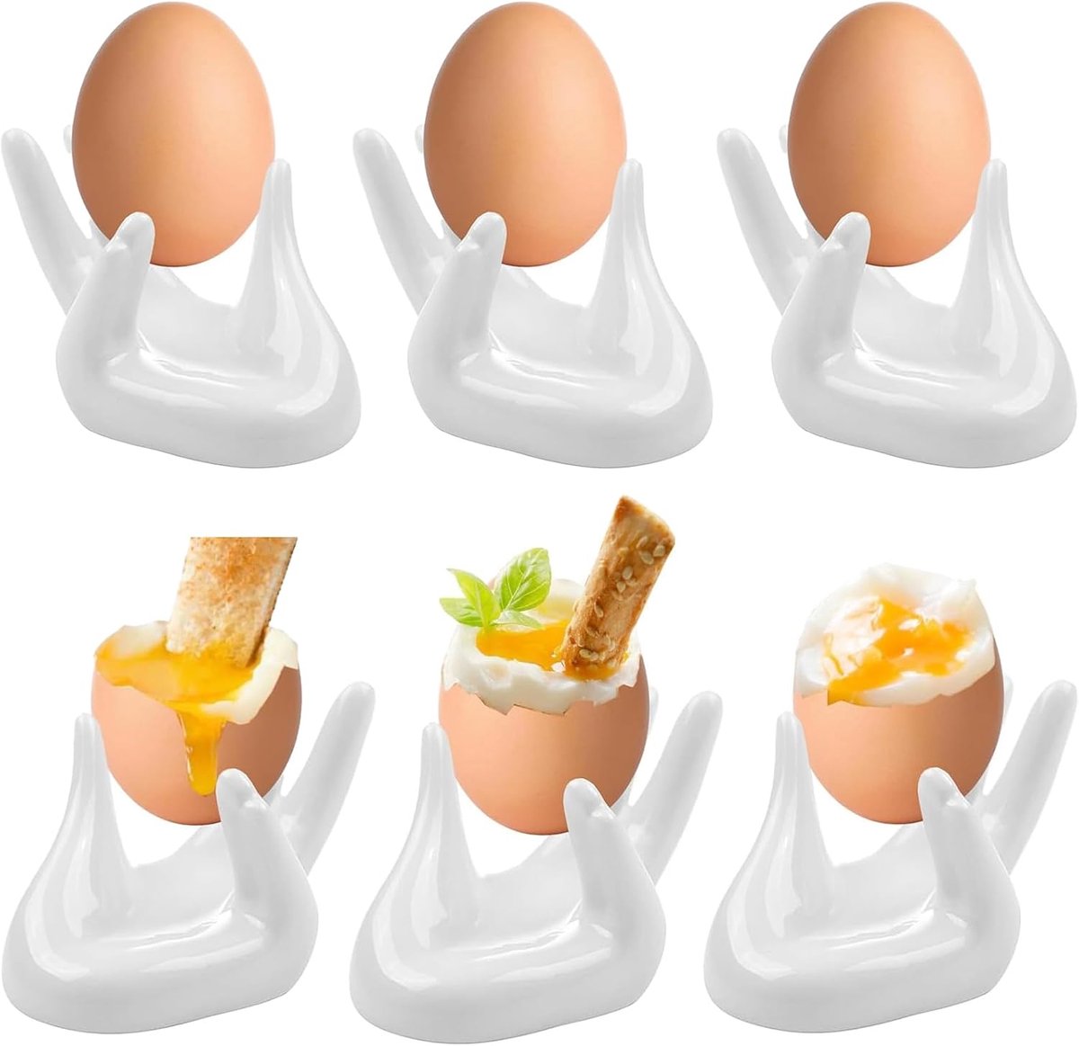 Eierdopjes Set - Porseleinen Houders - Ontbijt Serveren - Vaatwasmachinebestendig - 6 Stuks