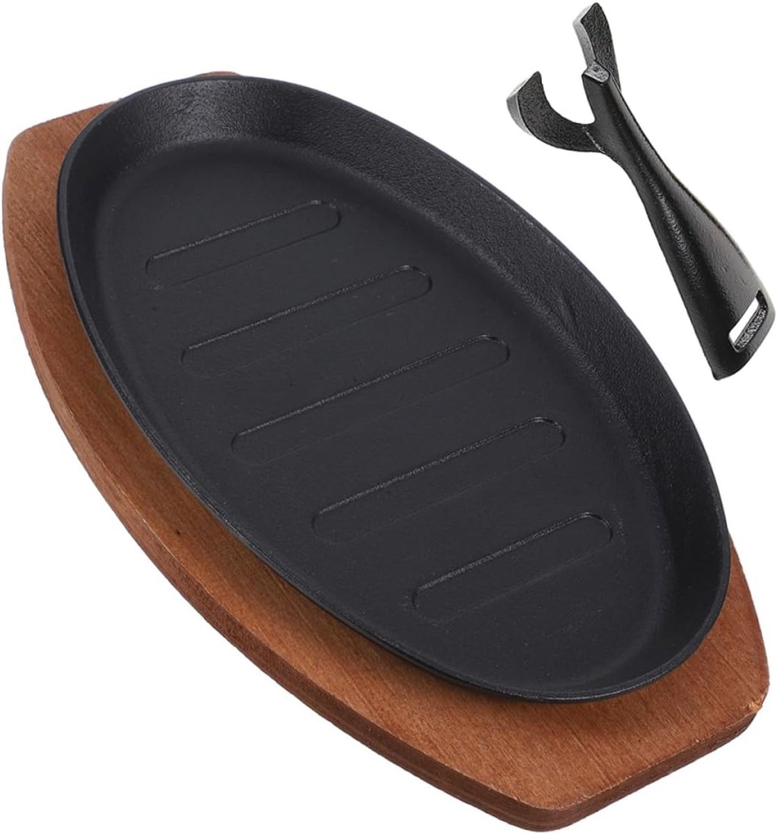 Grillplaat Binnen - Bakplaat Plaat - Vlees Vis Grillen - Gelijkmatige Warmte - 28 x 17 cm - Zwart