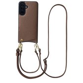 Selencia Telefoonhoesje met Koord en Pasjeshouder - Geschikt voor Samsung Galaxy A37 (5G) - Backcover met Verstelbaar Koord en Polskoord - 2 Pasjes - Zwart