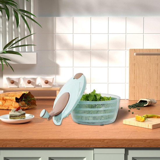 Slacentrifuge Keuken - Groenten Droger - Snel Salade Maken - Centrifugale Rotatie - 24x16 cm - Blauw — afbeelding 2