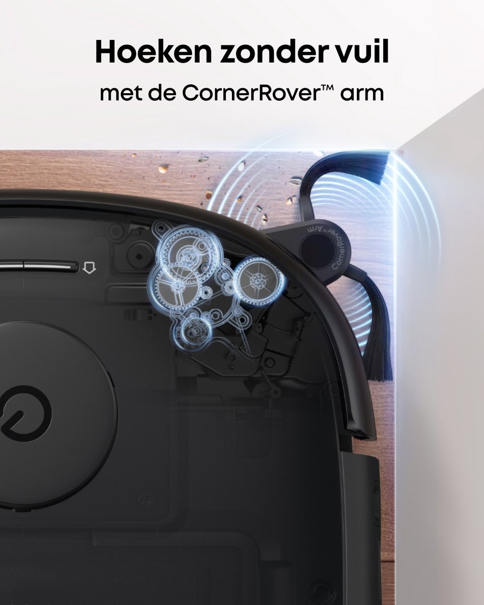 eufy Robotstofzuiger Omni E25, HydroJet dweilsysteem, 20.000 Pa zuigkracht, DuoSpiral borstels die ontklitten, CornerRover arm voor het schoonmaken van hoeken, alles-in-één station, voor gezinnen met huisdieren en kinderen. — afbeelding 6
