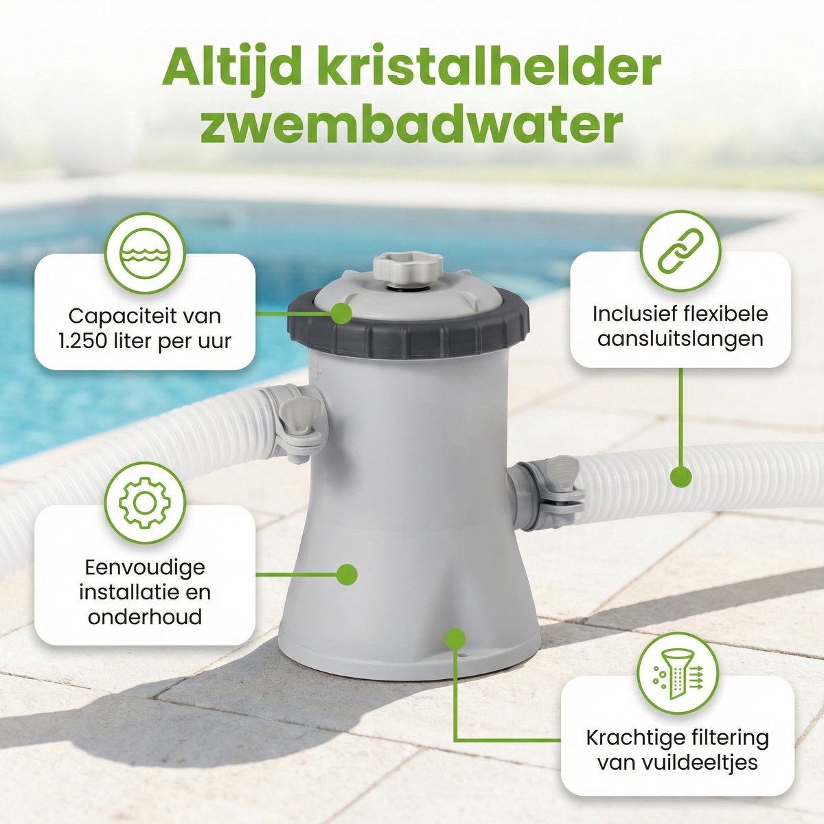 Intex 28602GS Filterpomp - 1.250 liter per uur - Zwembadfilterpomp - Filterpomp Zwembad - Zwembadwater Filteren - Watercirculatie Zwembad - Filterpomp 1250 L/h – foto 2