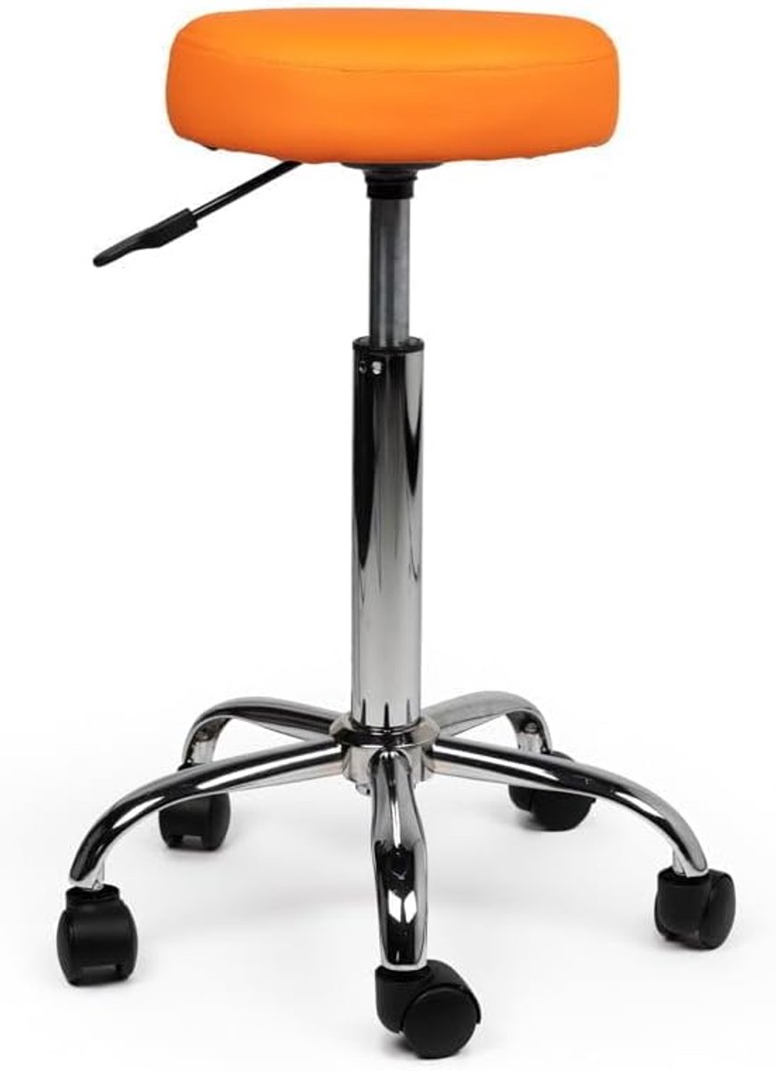 Zitkruk - Werkkruk - Verstelbare Zithoogte - Met Voetsteun - 35x43x50cm - Oranje
