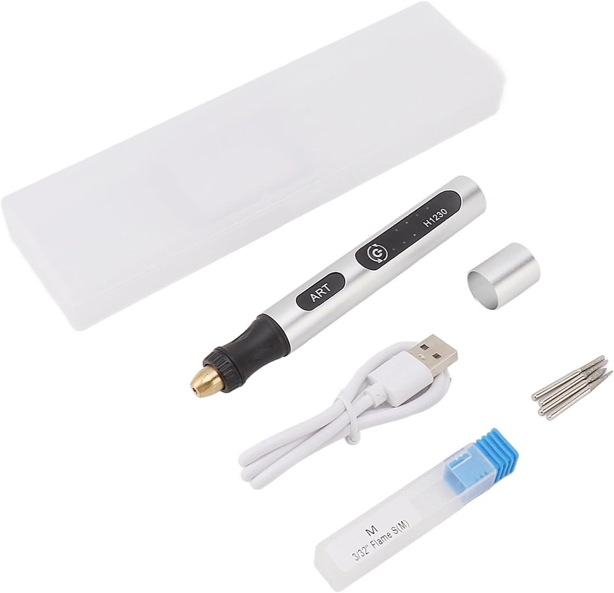 Draagbare Graveerpen - Elektrisch Roterend Gereedschap - Doe-het-zelf Projecten - Oplaadbaar Draadloos Ontwerp - 12.7 cm Lengte - Zilver